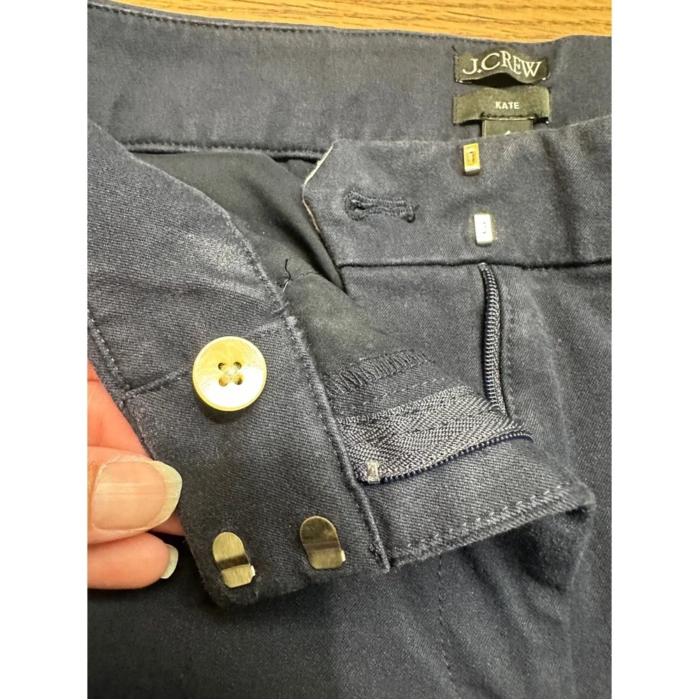 J.Crew Kate Straight Leg Pants Navy Blue Chino Trousers Womens Size 4 Office
